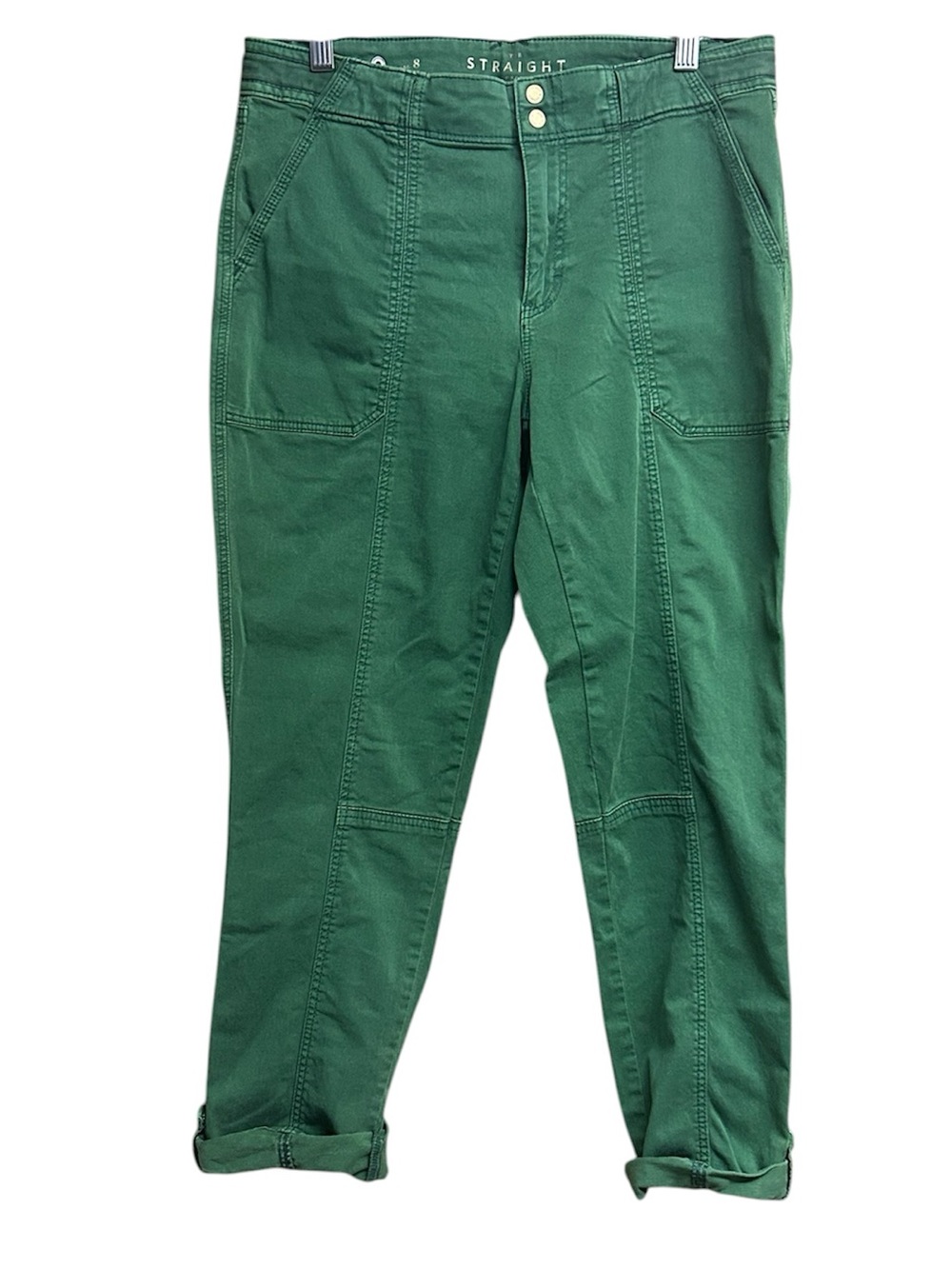 White House Black Market Green Cargo “The Straight Crop” Pants